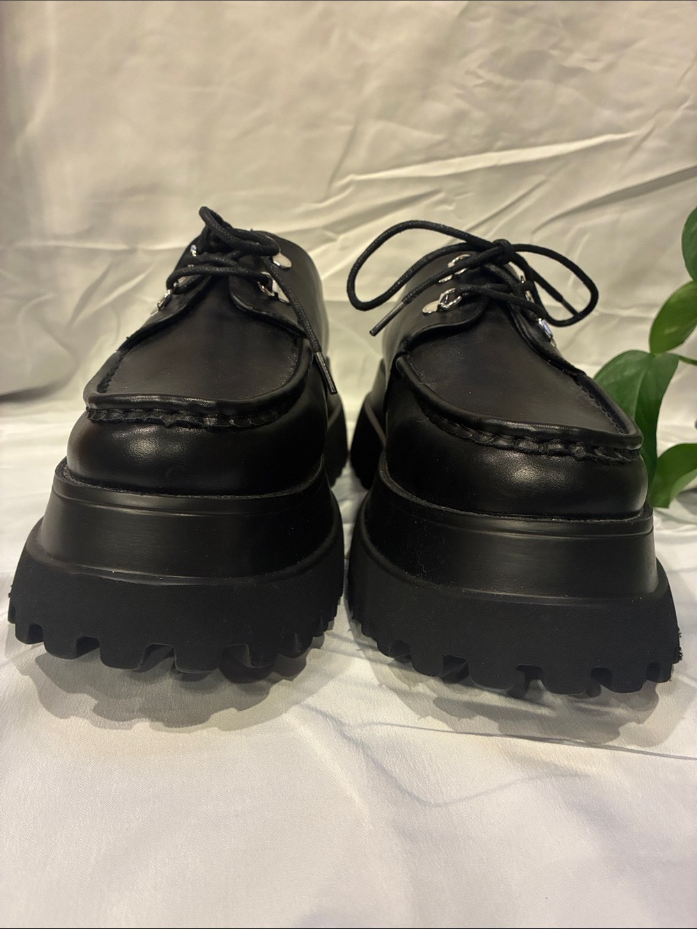 New Ladies Size 11 ASOS Memphis Chunky Lace Up Platform Shoes in Black (ABBA) - Picture 5 of 16